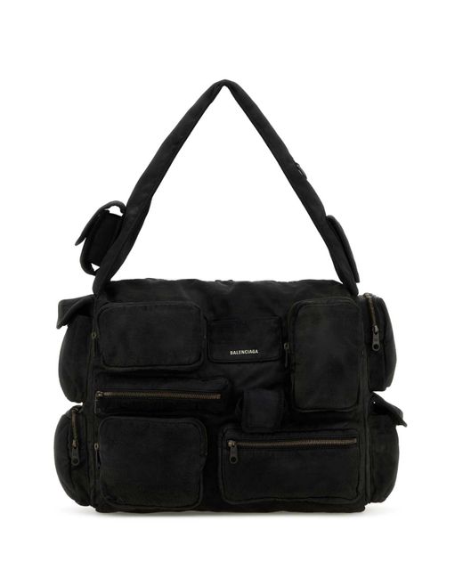 Balenciaga Black Canvas Großer superbussiger Umhängetasche für Herren