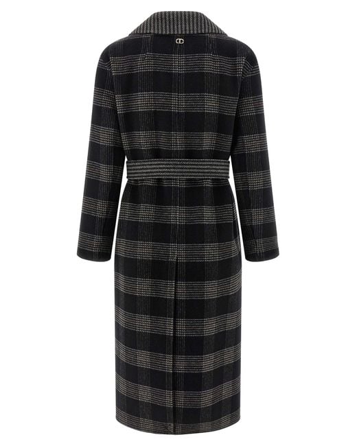 Twinset Black Reversible Coat With Double Cloth