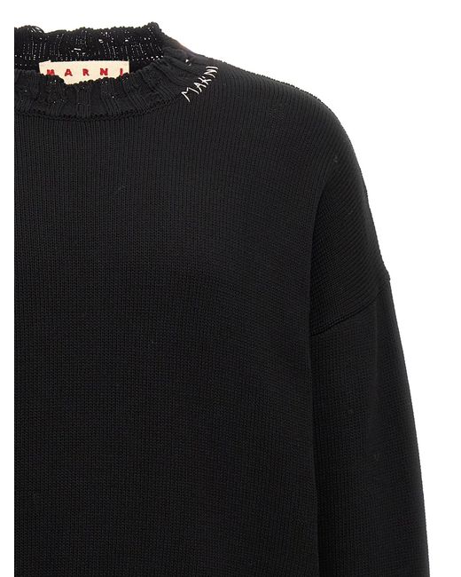 Marni Er Distress-Knit Detail Pullover in Black für Herren