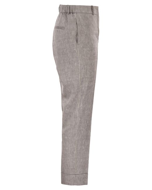 Peserico Gray Wool Blend Flannel Trousers
