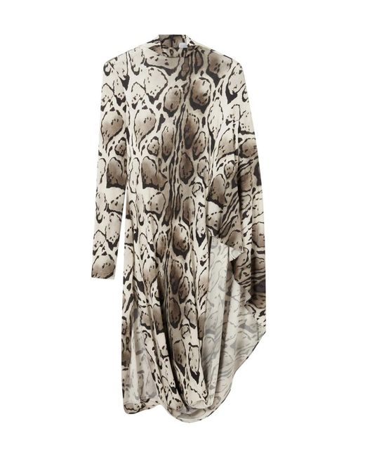 Stella McCartney White Leopard Print Draped Midi Dress