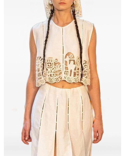 ALÉMAIS White Rosemary Embroidered Top
