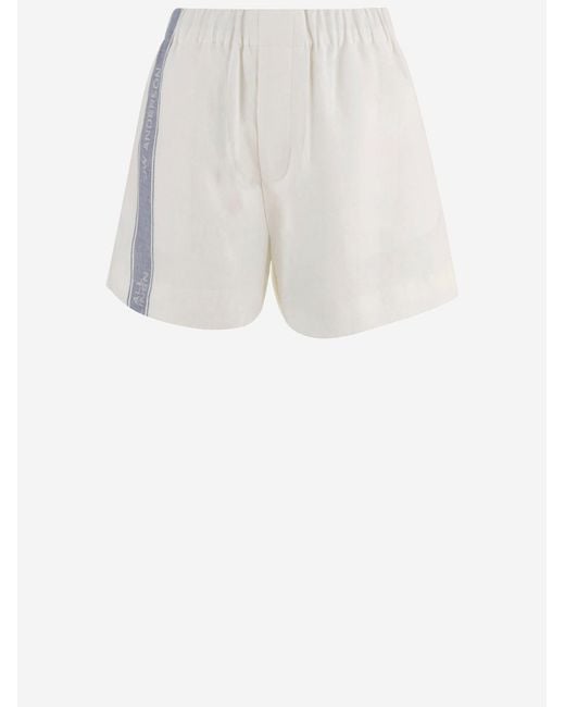 J.W. Anderson White Linen Cropped Trousers With Elasticated Waistband