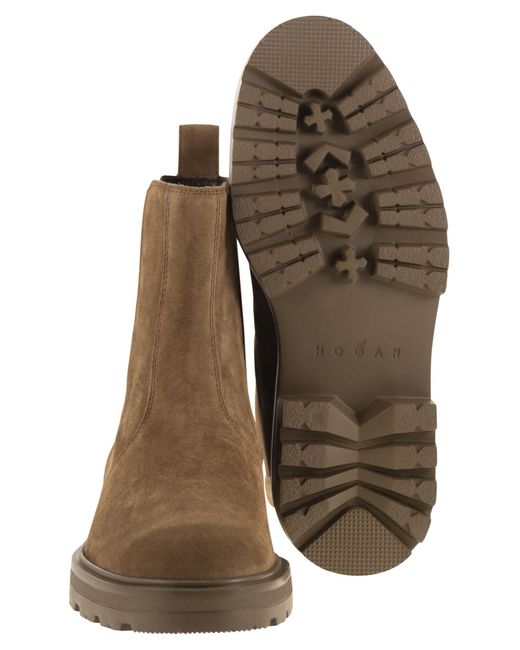 H673 Suede Chelsea Bottes Hogan pour homme en coloris Brown