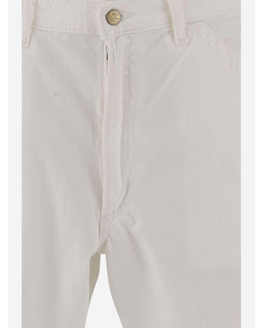 Polo Ralph Lauren White Cotton Short Pants With Frayed Edges for men