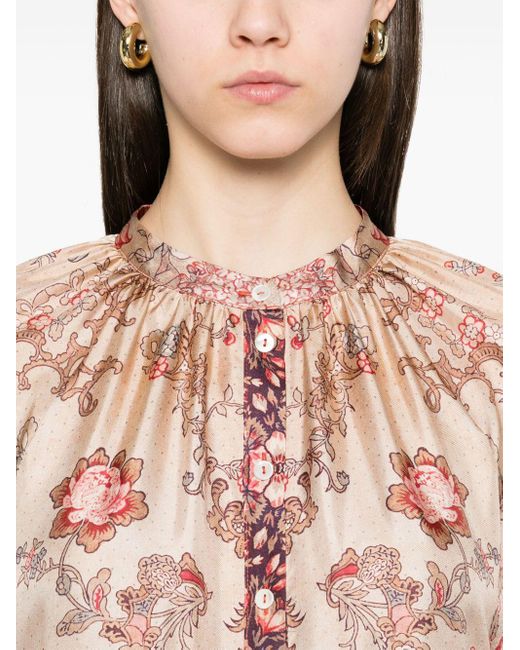 Imprimé en soie maxi robe Pierre Louis Mascia en coloris Red