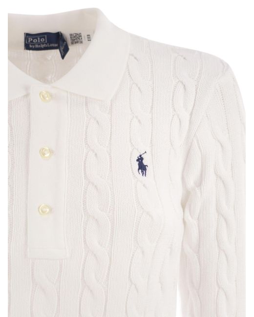 Polo Ralph Lauren White Plaited Cotton Polo Shirt