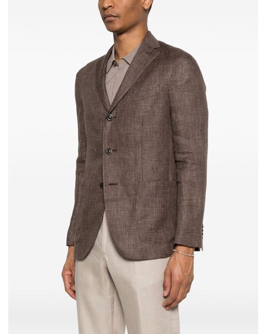 Boglioli Brown Linen Double-Breasted Jacket for men