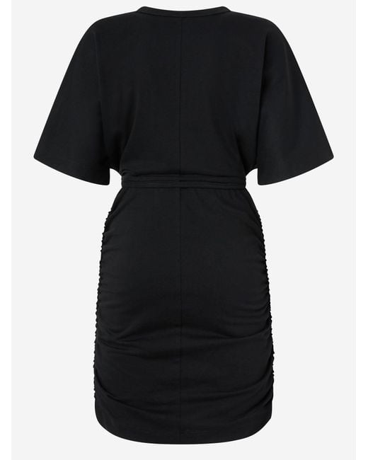 Pinko Black Cotton Dress With Decorative Belt