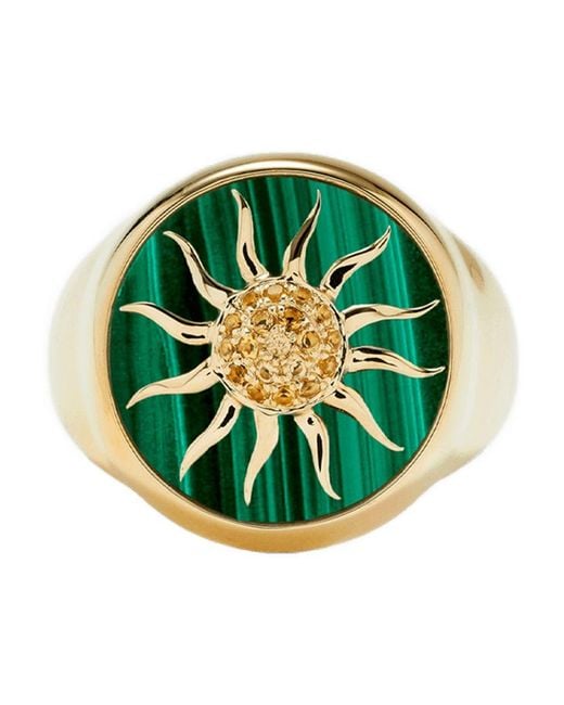 Pulsera de Fil Soleil Fuchsia en oro amarillo Yvonne Léon de color Green