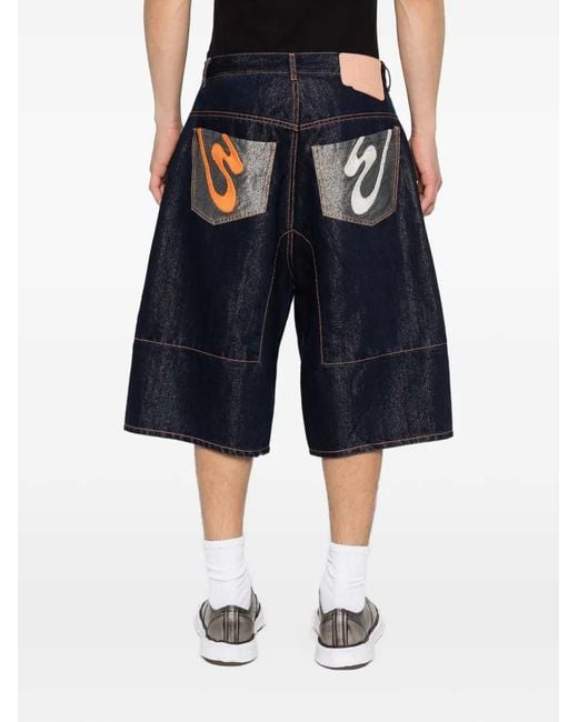 PDF Blue Denim Shorts With Contrasting Stitching for men