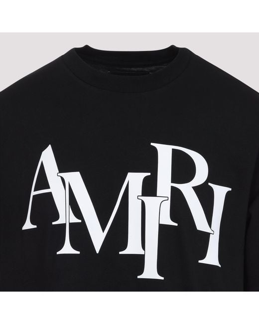 Amiri Black Cotton Staggered Logo T Shirt