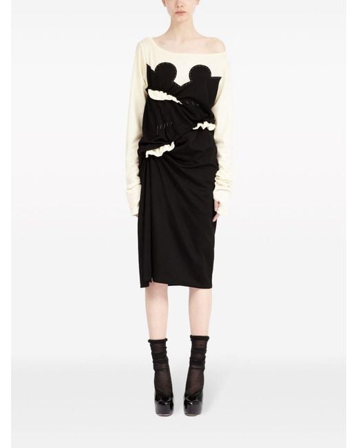 Maison Margiela Black Cotton Blend Midi Dress