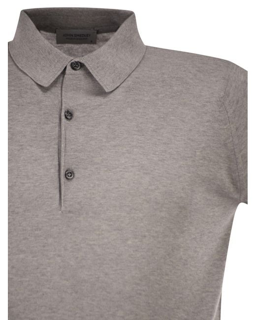 John Smedley Gray Adrian Cotton Short Sleeved Polo Shirt