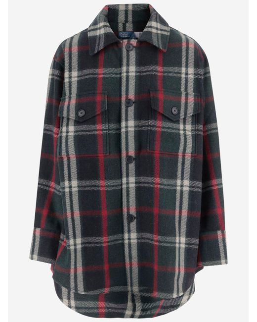 Chemise en laine mélangée à motif à carreaux Polo Ralph Lauren en coloris Black