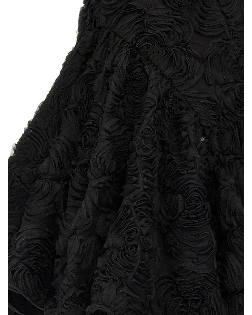 ROTATE BIRGER CHRISTENSEN Roteer Birger Christensen 'flower Mesh Ruffle' Jurk in het Black
