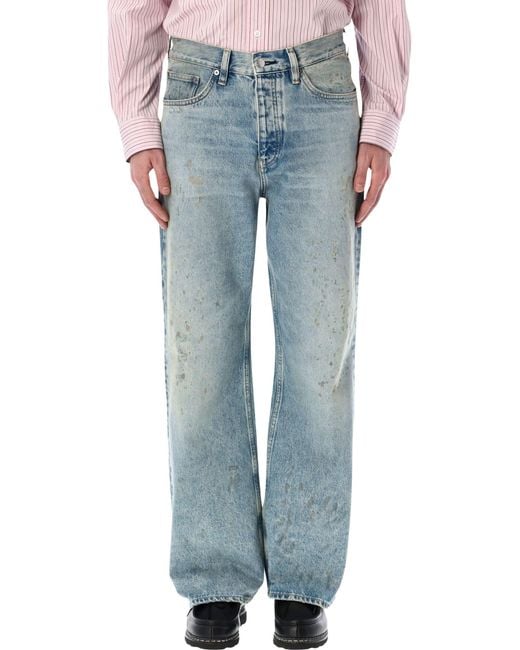sunflower Blue Relaxed Boot Paint Worn Jeans for men