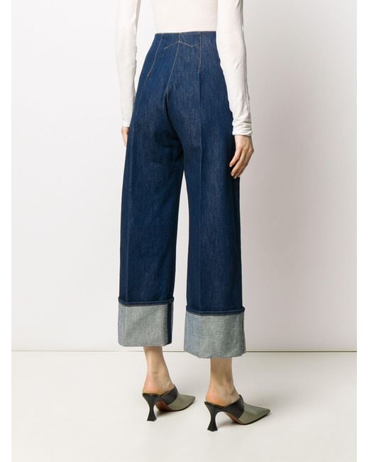 Patou Blue High-rise Cuffed Jeans