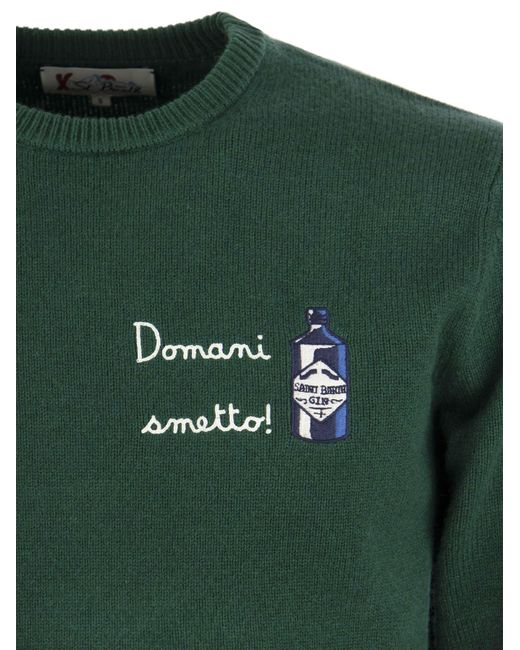 Wool and Cashmere Blend Jumper Domani Smetto Mc2 Saint Barth de color Green
