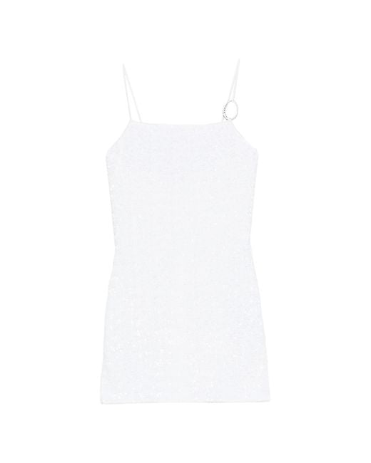 Oseree White Paillettes Mini Dress