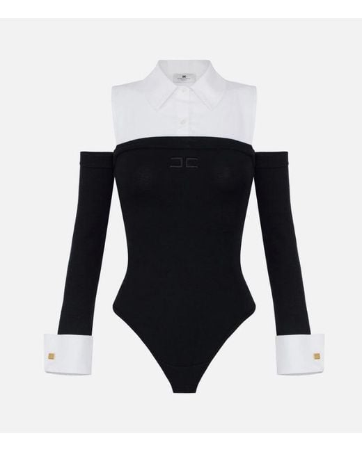 Elisabetta Franchi Black Viscose And Poplin Bodysuit