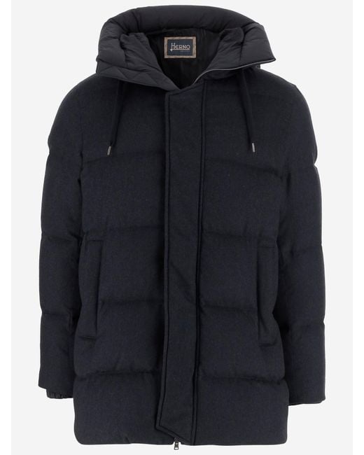 Herno Blue Silk And Cashmere Padded Down Jacket