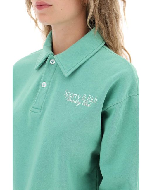 Sporty & Rich Green 'SR Country Club' Polo Sweatshirt