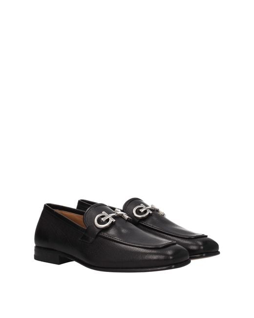 Ferragamo Black Giove Moccasins Leather