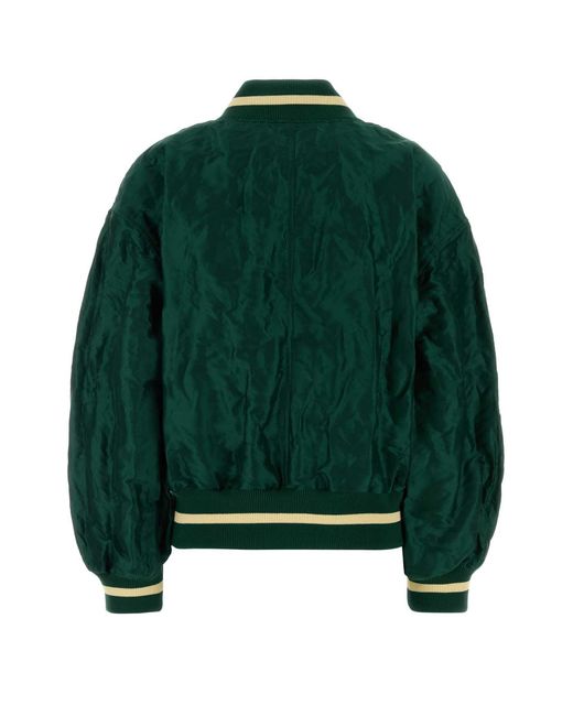 Loewe Dark Green Tech Fabric Bomber Jacket