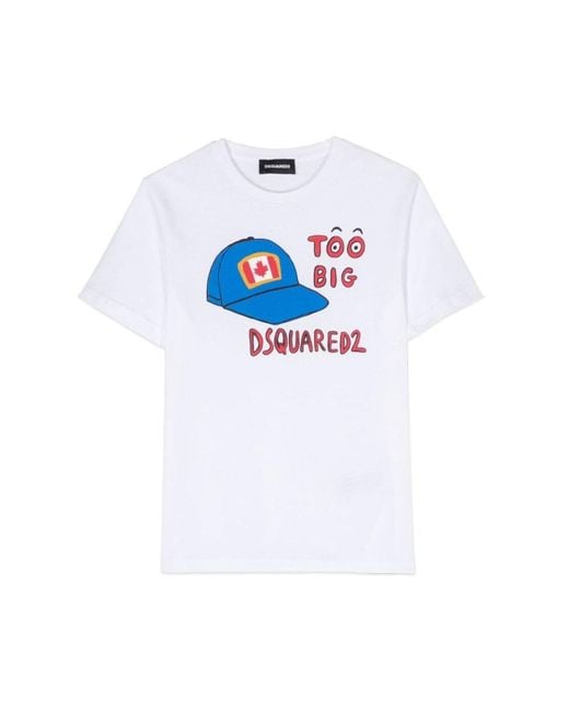 DSquared² White Hat Print T-Shirt