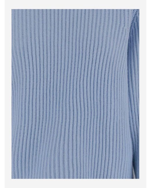 Allude Verwijzende Wol En Kasjmier Geribbelde Trui in het Blue