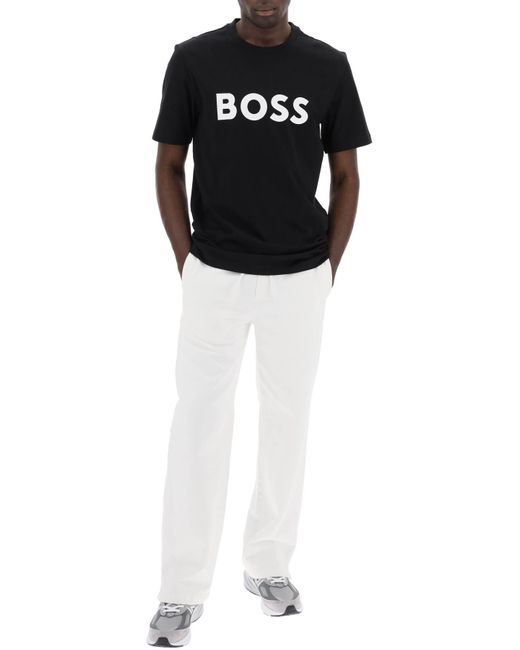 Boss Tiburt 354 Logo Print T -shirt in het Black voor heren