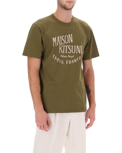 Maison Kitsuné 'palais Royal' Print T -shirt in het Green voor heren