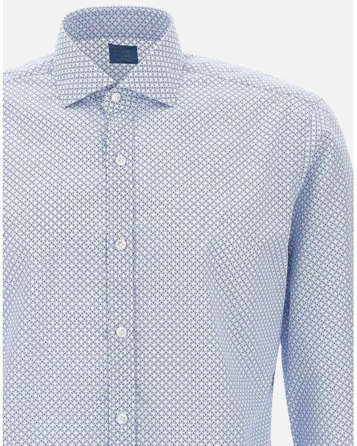 Barba Napoli Blaues Baumwoll-Slim-Hemd in Blue für Herren