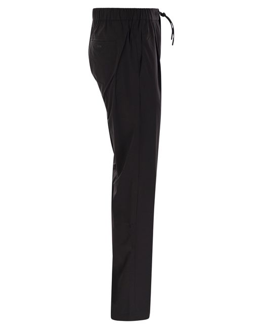 Herno Black Stretch Nylon Trousers for men