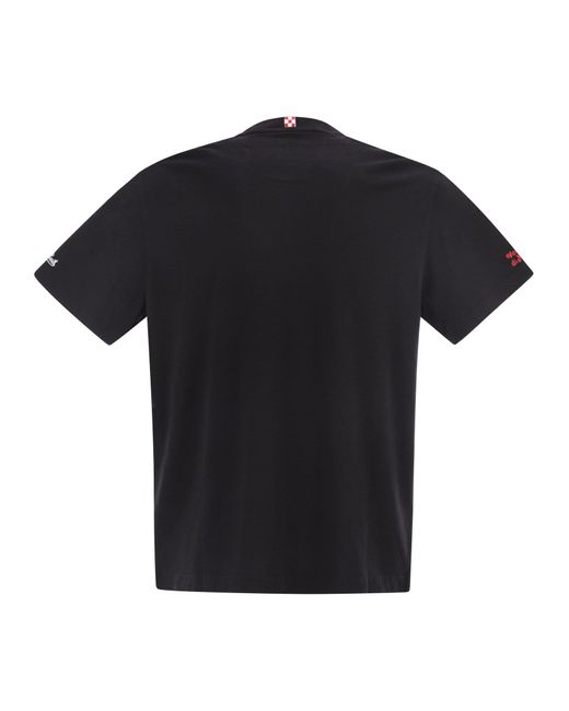 Mc2 Saint Barth Black Arnott Cotton T Shirt With Embroidery for men