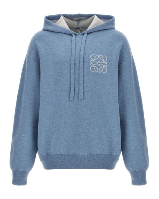 Suéter con capucha del logotipo de Loewe de hombre de color Blue