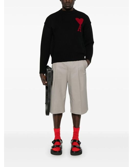 AMI Gray Loose Large Bermuda Shorts Clothing for men