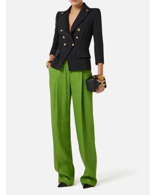 Elisabetta Franchi Blue Jacket With Raw Cut Patterns