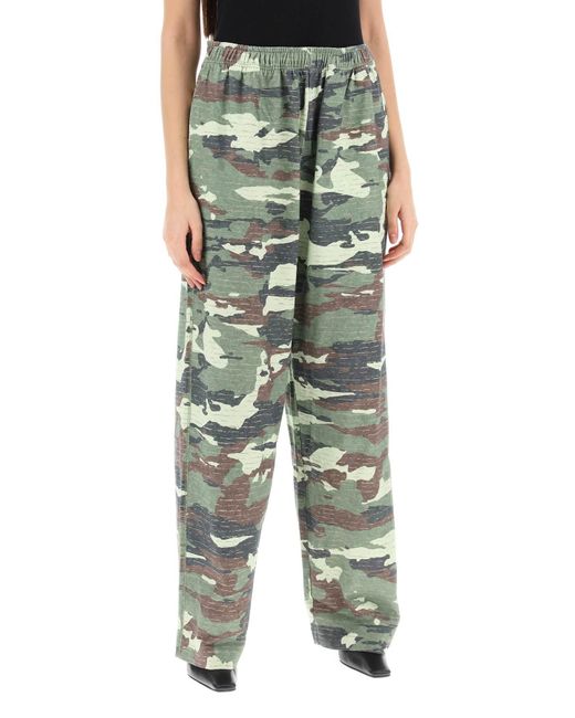 Acne Green Camouflage Jersey Pants For Men for men