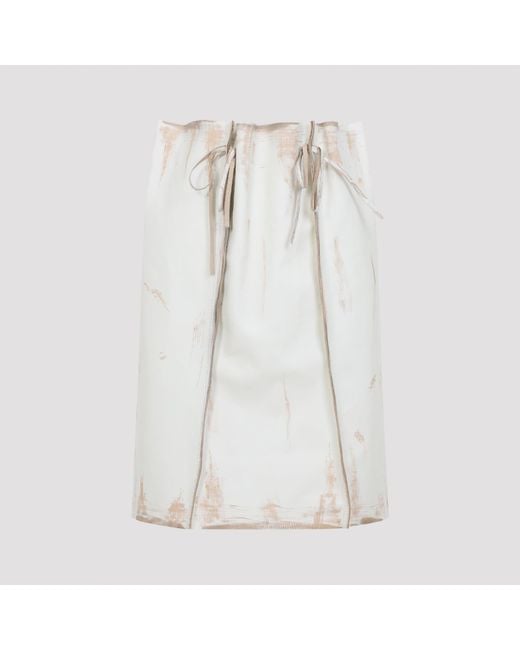 Prada Kalfsleren Midi-rok in het White