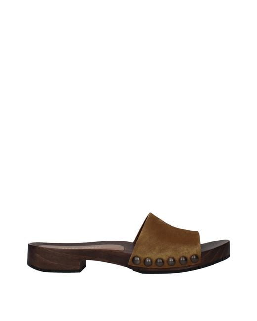 Miu Miu Brown Suede/Cinnamon Clogs And Mules