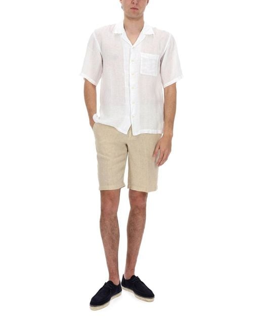 120% Lino White Lightweight Linen Shirt For for men