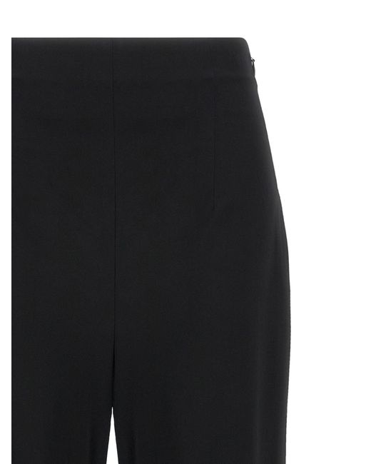 Alberta Ferretti Black Beaded High-Waisted Stretch Wool Pants