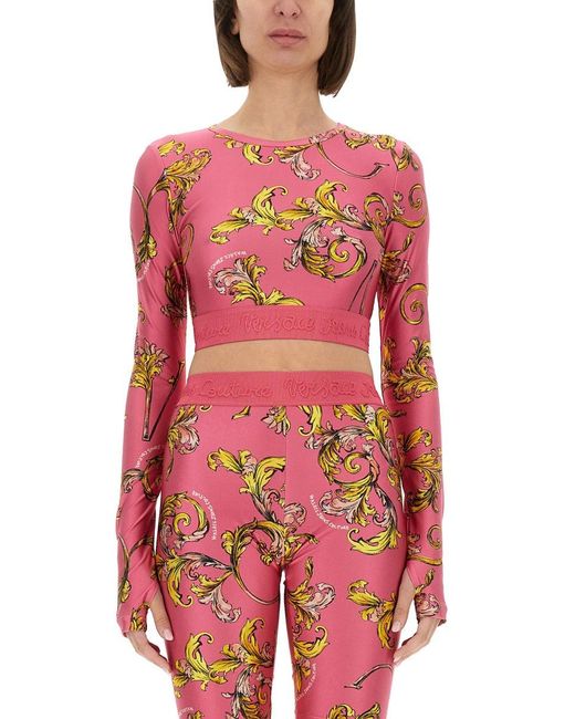 Versace Jeans Couture Red "Outline Baroque" Short Top
