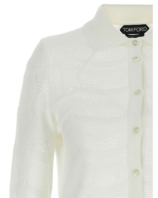 Cardigan Openwork Tom Ford de color White