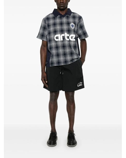 Arte' Black Logo Birds Shorts for men
