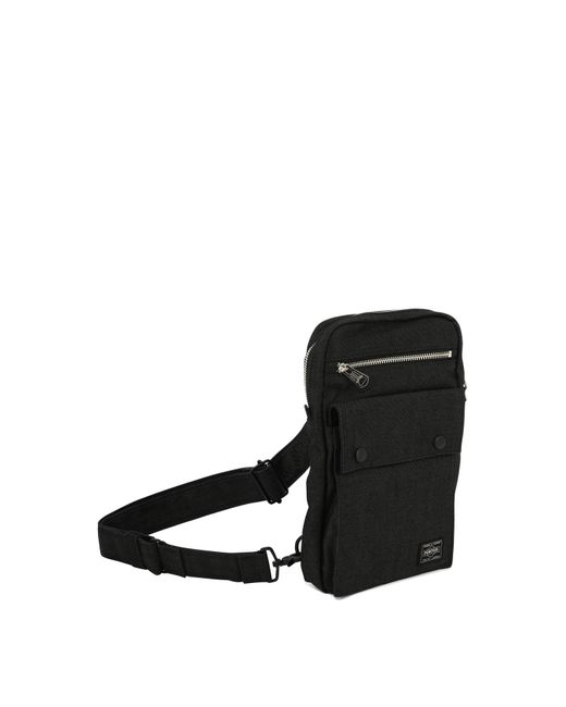 Porter-Yoshida and Co Black Crossbody Bag With Patch for men
