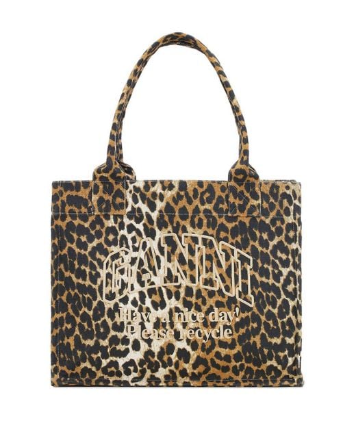 Ganni Black Recycled Cotton Large Tote Bag