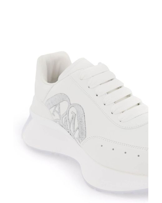 Alexander McQueen Leather Sprint Runner Sneakers in het White